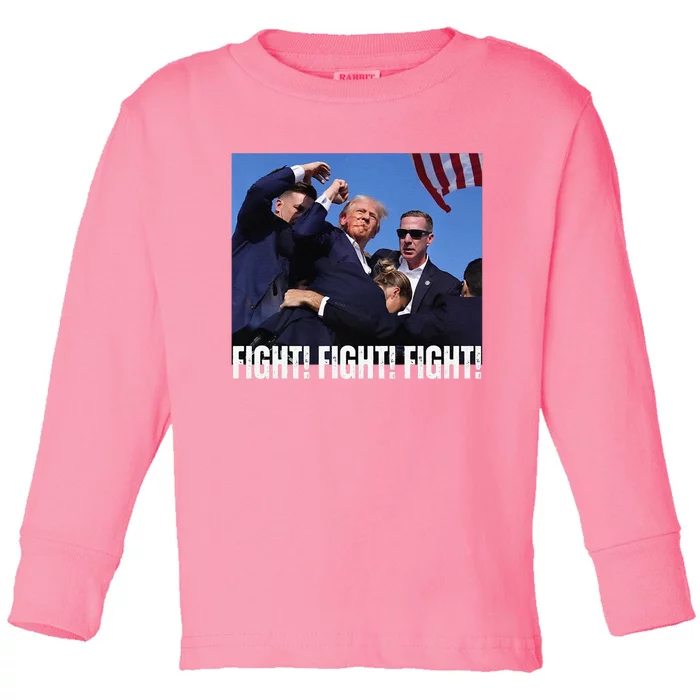 Trump Rally Fight Trump Rally Fight! Fight! Fight! Toddler Long Sleeve Shirt