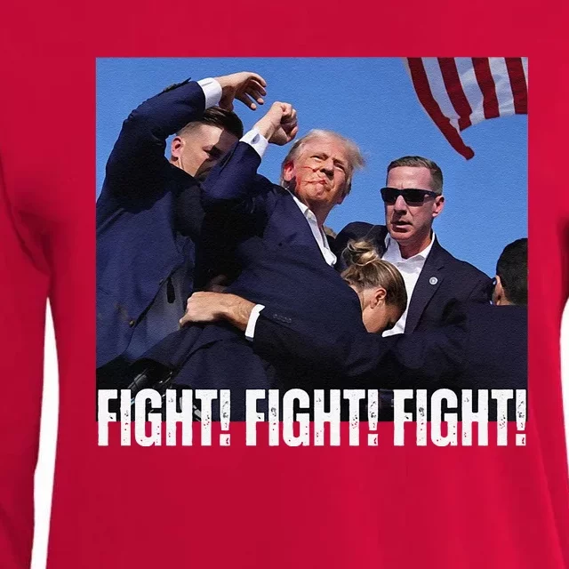 Trump Rally Fight Trump Rally Fight! Fight! Fight! Womens Cotton Relaxed Long Sleeve T-Shirt