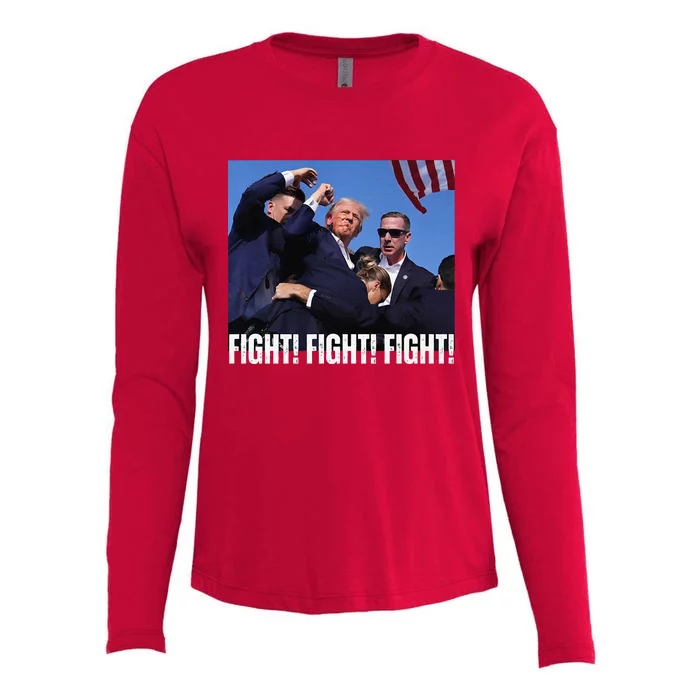 Trump Rally Fight Trump Rally Fight! Fight! Fight! Womens Cotton Relaxed Long Sleeve T-Shirt