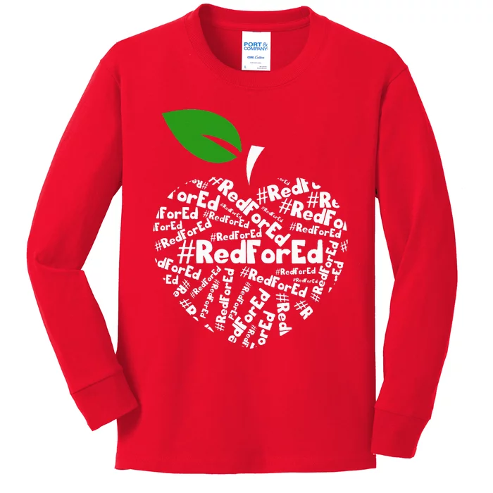 Teacher Red for Ed Teacher Protest Kids Long Sleeve Shirt