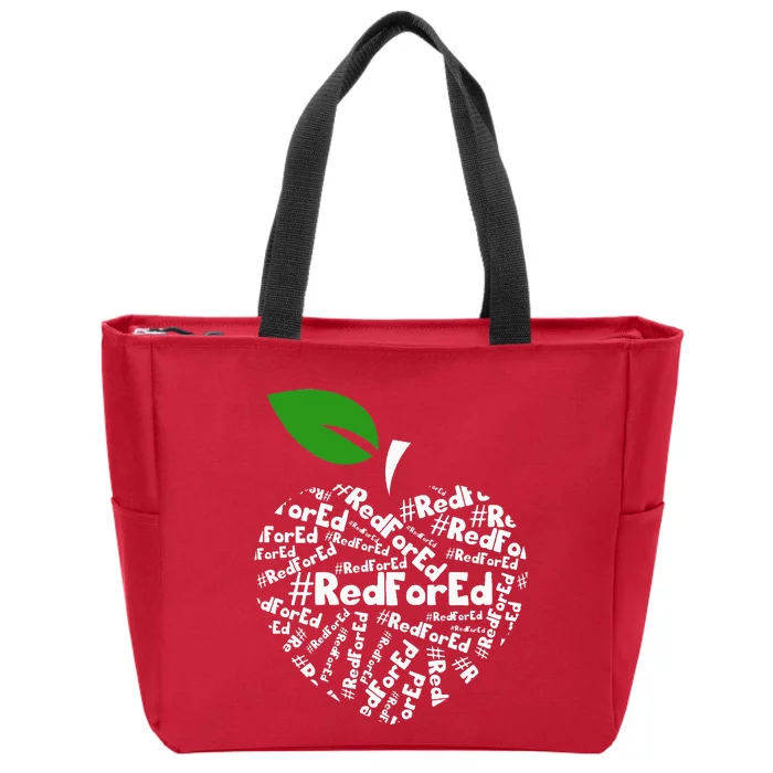 Teacher Red for Ed Teacher Protest Zip Tote Bag