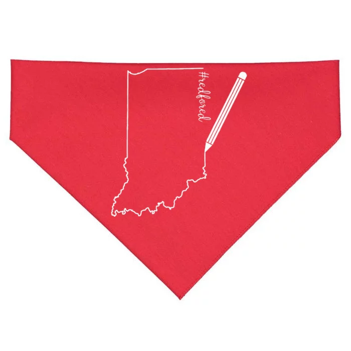 Teacher Red For Ed RedForEd Indiana Pencil Drawing Gift USA-Made Doggie Bandana