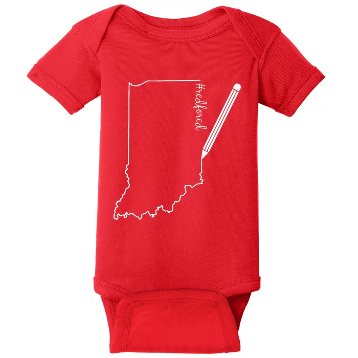 Teacher Red For Ed RedForEd Indiana Pencil Drawing Gift Baby Bodysuit