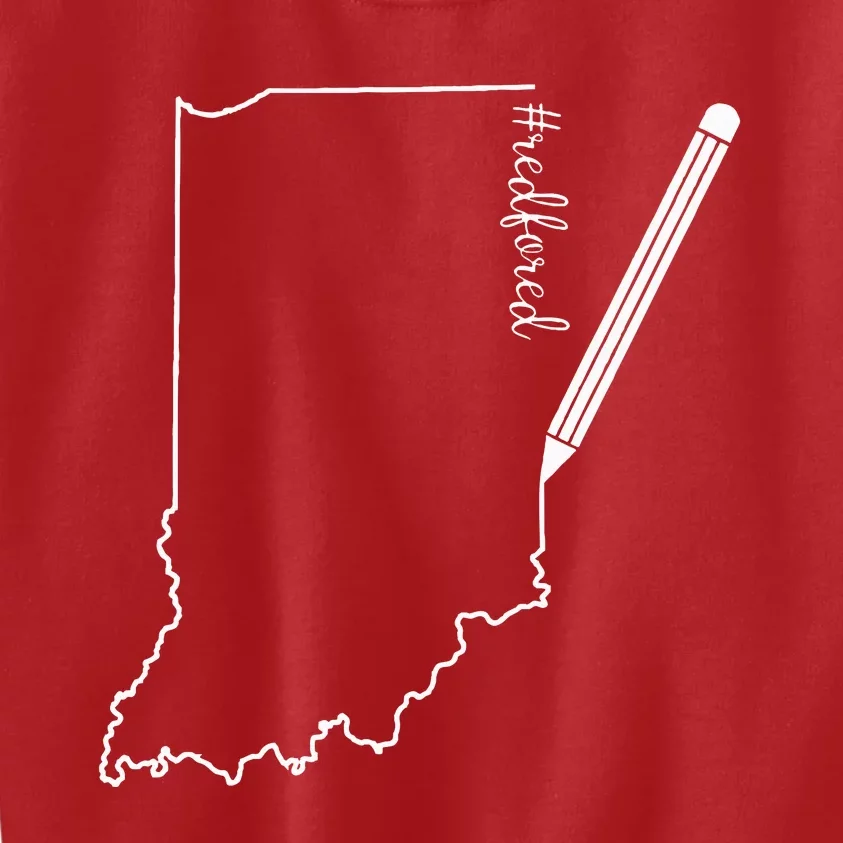 Teacher Red For Ed RedForEd Indiana Pencil Drawing Gift Kids Sweatshirt