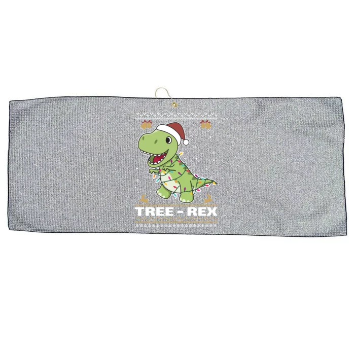 Tree Rex Funny Tyrannosaurus Rex Christmas Pun Gift Large Microfiber Waffle Golf Towel