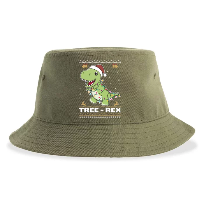 Tree Rex Funny Tyrannosaurus Rex Christmas Pun Gift Sustainable Bucket Hat