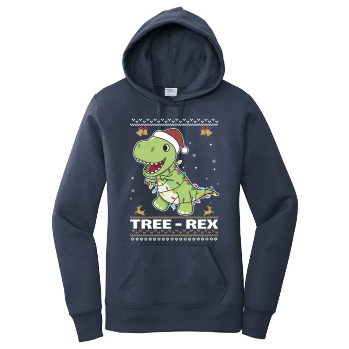 Tree Rex Funny Tyrannosaurus Rex Christmas Pun Gift Women's Pullover Hoodie