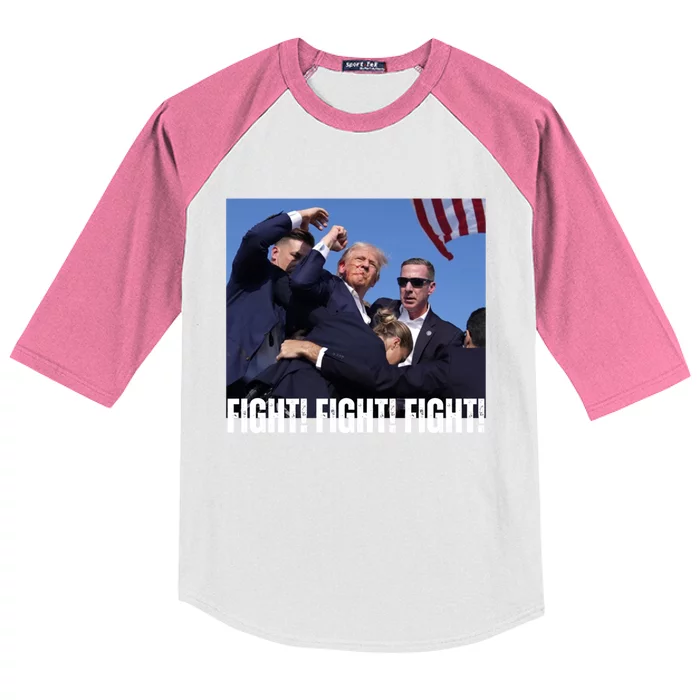 Trump Rally Fight Trump Rally Fight! Fight! Fight! Gift Kids Colorblock Raglan Jersey