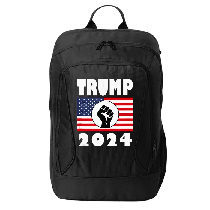 Trump Raised Fist Trump 2024 American Flag Patriot City Backpack