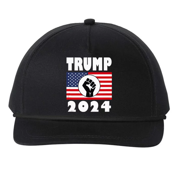 Trump Raised Fist Trump 2024 American Flag Patriot Snapback Five-Panel Rope Hat