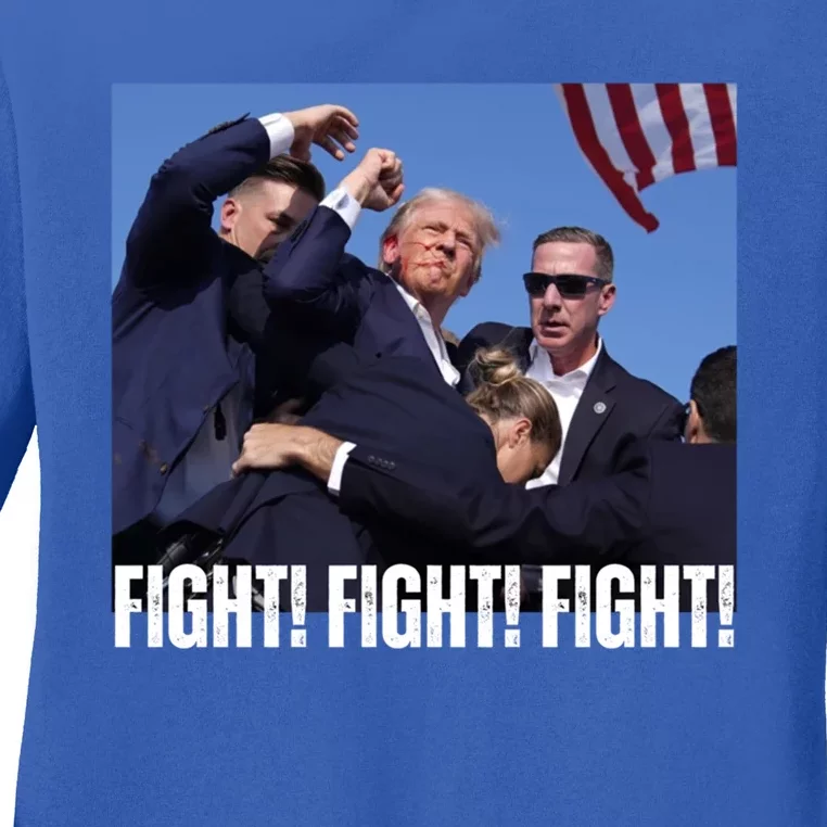 Trump Rally Fight Trump Rally Fight! Fight! Fight! Gift Ladies Long Sleeve Shirt