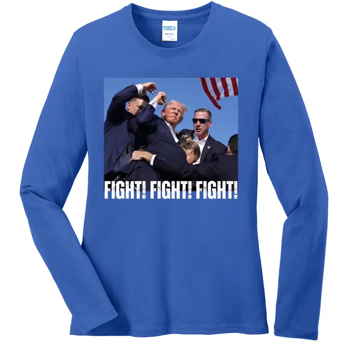 Trump Rally Fight Trump Rally Fight! Fight! Fight! Gift Ladies Long Sleeve Shirt