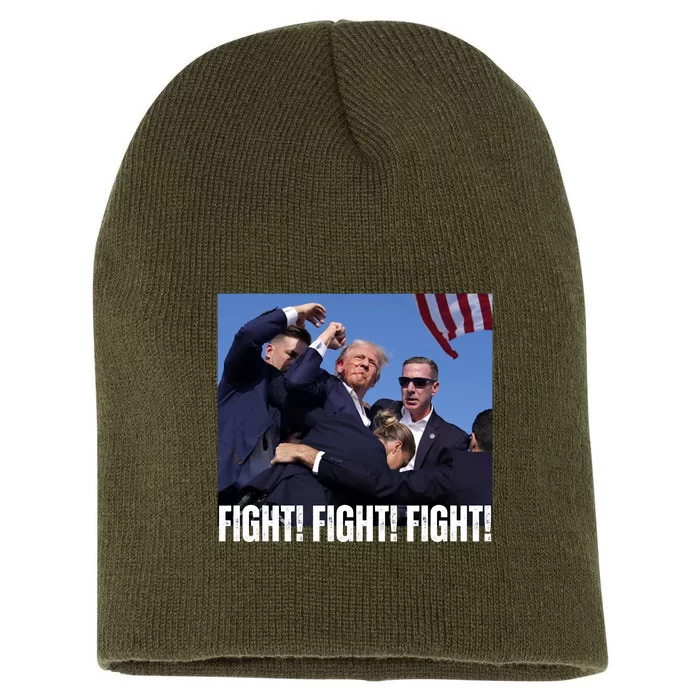 Trump Rally Fight Trump Rally Fight! Fight! Fight! Short Acrylic Beanie