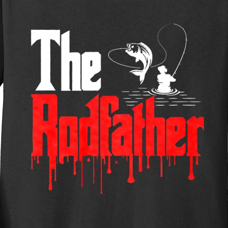 The Rodfather Fishing Humor Kids Long Sleeve Shirt