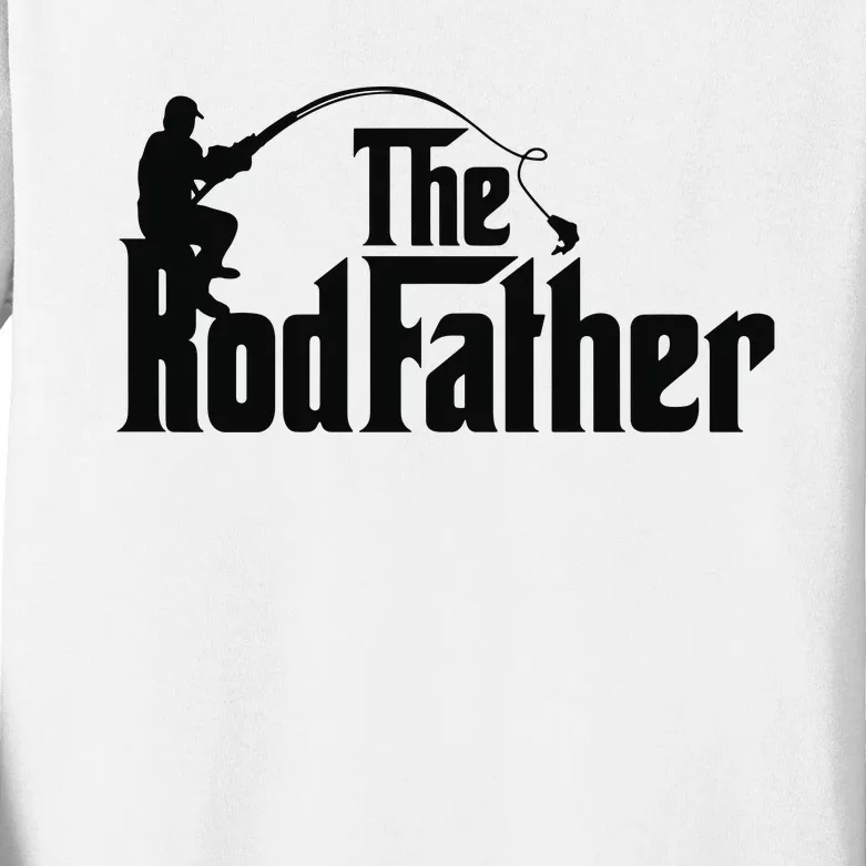 The Rodfather Funny Father’S Day Fisherman Dad Kids Long Sleeve Shirt