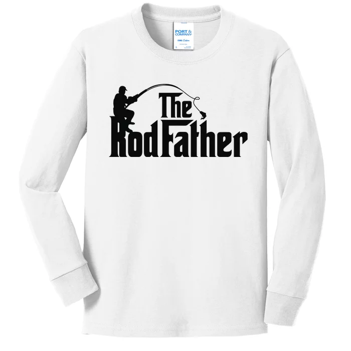 The Rodfather Funny Father’S Day Fisherman Dad Kids Long Sleeve Shirt