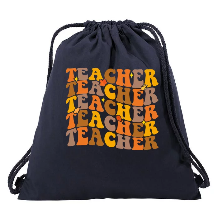 Teacher Retro Fall Cute Gift Drawstring Bag