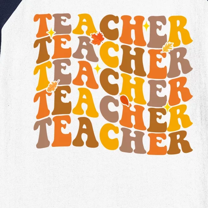 Teacher Retro Fall Cute Gift Baseball Sleeve Shirt