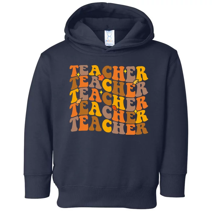 Teacher Retro Fall Cute Gift Toddler Hoodie