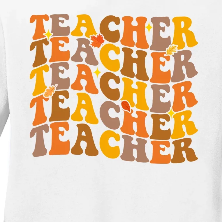 Teacher Retro Fall Cute Gift Ladies Long Sleeve Shirt