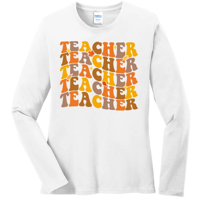 Teacher Retro Fall Cute Gift Ladies Long Sleeve Shirt