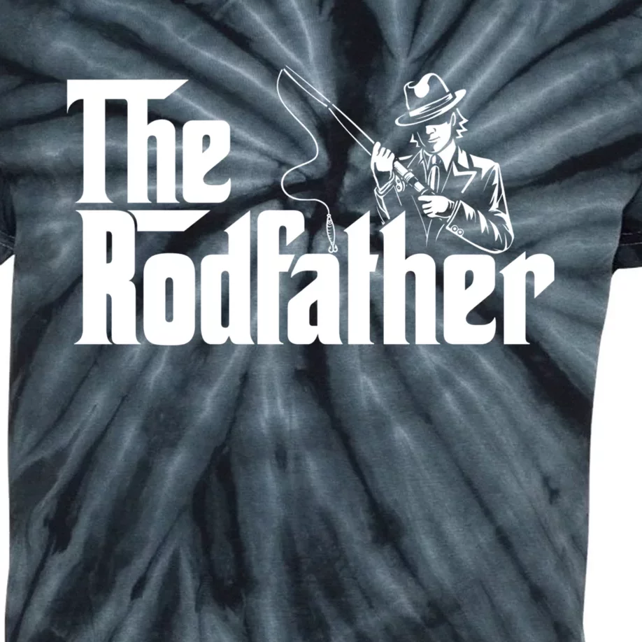 The Rodfather FatherS Day Fishing Lover Fisherman Kids Tie-Dye T-Shirt