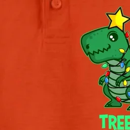 Tree Rex Funny Cute Retro Christmas Dino Cool Gift Dry Zone Grid Performance Polo