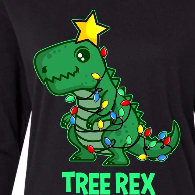 Tree Rex Funny Cute Retro Christmas Dino Cool Gift Womens Cotton Relaxed Long Sleeve T-Shirt