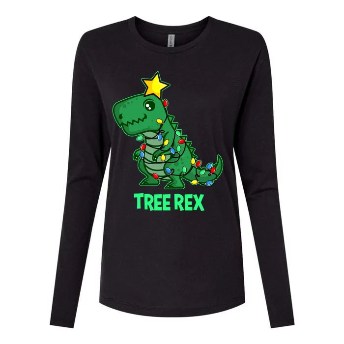 Tree Rex Funny Cute Retro Christmas Dino Cool Gift Womens Cotton Relaxed Long Sleeve T-Shirt