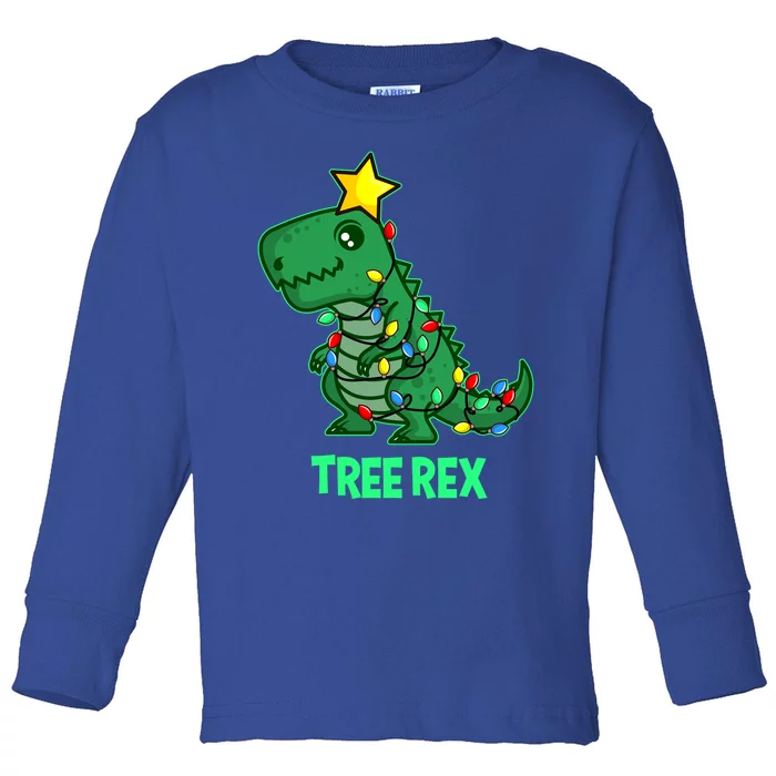 Tree Rex Funny Cute Retro Christmas Dino Cool Gift Toddler Long Sleeve Shirt