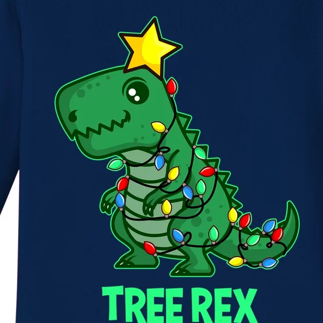 Tree Rex Funny Cute Retro Christmas Dino Cool Gift Baby Long Sleeve Bodysuit