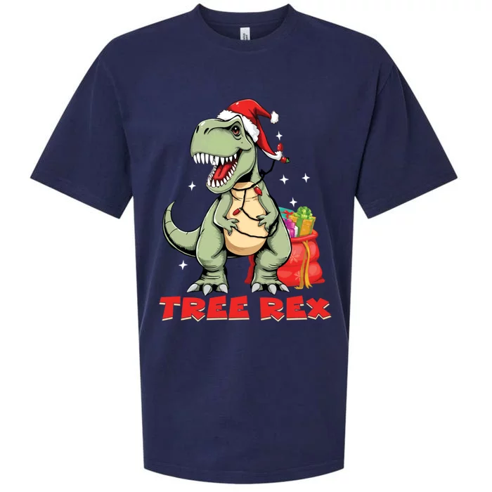 Tree Rex Funny Dino Xmas Tree Christmas Dinosaur Gift Sueded Cloud Jersey T-Shirt