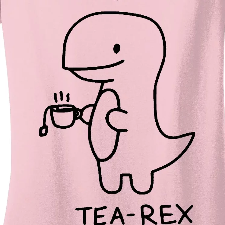 Tea Rex Funny Dinosaur Tea Party Women's V-Neck T-Shirt