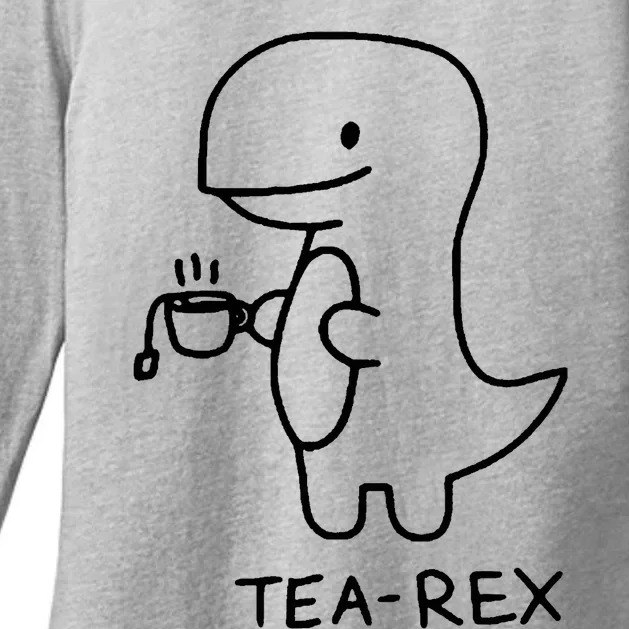 Tea Rex Funny Dinosaur Tea Party Womens CVC Long Sleeve Shirt