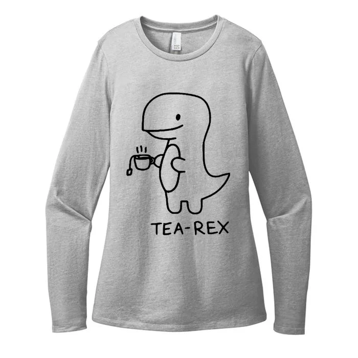 Tea Rex Funny Dinosaur Tea Party Womens CVC Long Sleeve Shirt