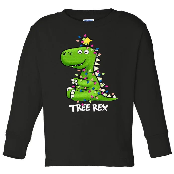 Tree Rex Funny Xmas Trex Christmas Dinosaur Toddler Long Sleeve Shirt