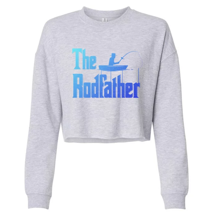 The Rodfather Funny Fishing Dad Gift Cropped Pullover Crew