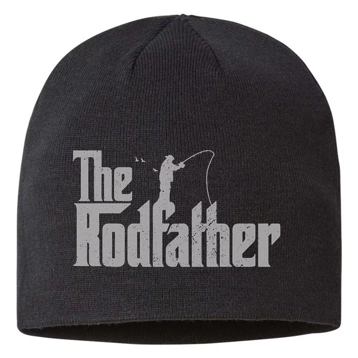 The Rodfather Funny Fishing Lover Rod Fish Dad Fisherman 8 1/2in Sustainable Knit Beanie