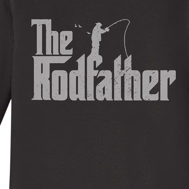 The Rodfather Funny Fishing Lover Rod Fish Dad Fisherman Baby Long Sleeve Bodysuit