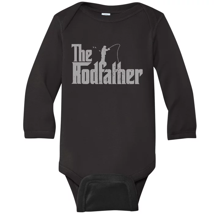 The Rodfather Funny Fishing Lover Rod Fish Dad Fisherman Baby Long Sleeve Bodysuit