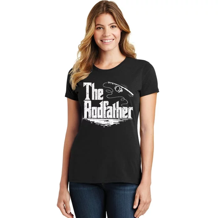 The Rodfather Funny Fishing Rod Father Fish Pole Fisherman Women's T-Shirt