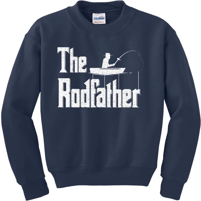 The Rodfather Funny Fishing Dad Gift Kids Sweatshirt