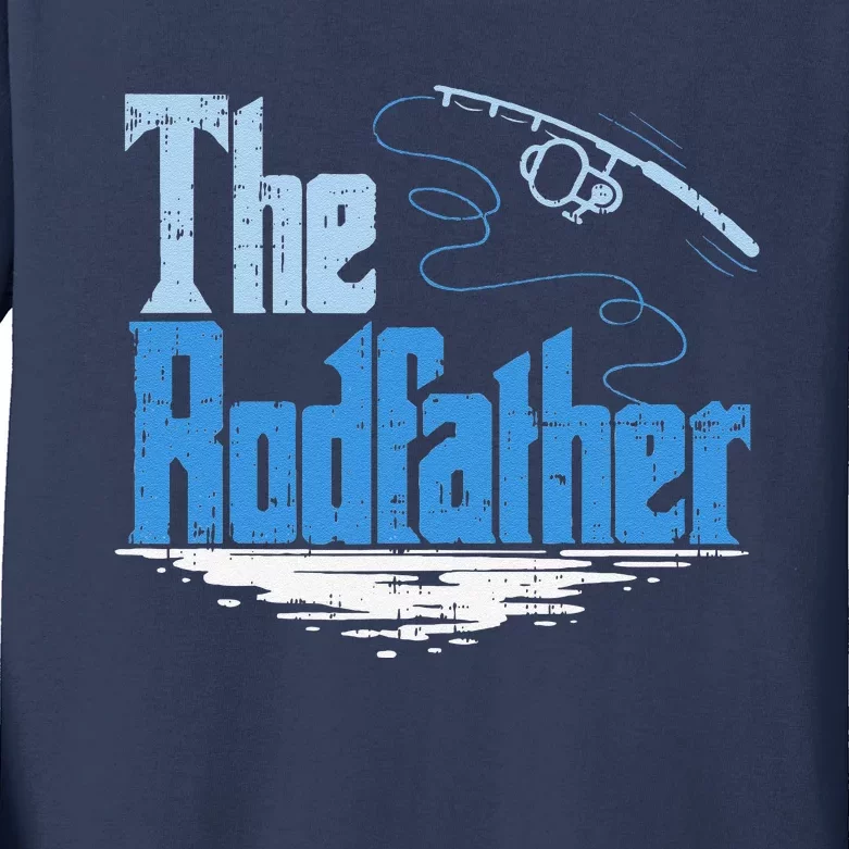 The Rodfather Funny Fishing Parody Gift Kids Long Sleeve Shirt