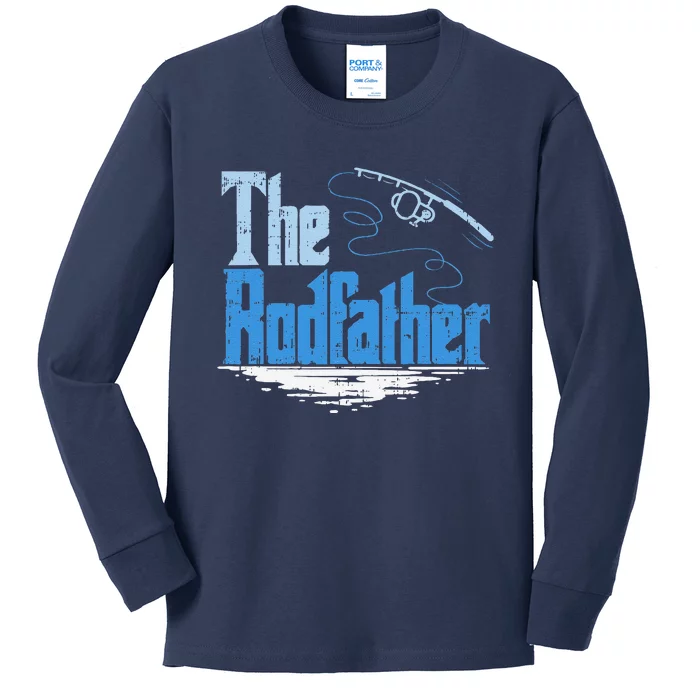 The Rodfather Funny Fishing Parody Gift Kids Long Sleeve Shirt