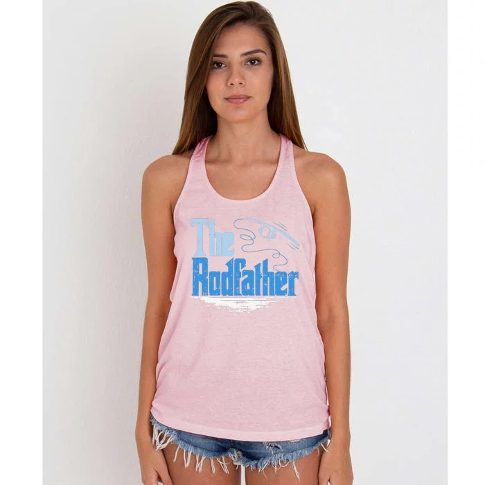 The Rodfather Funny Fishing Parody Gift Women's Knotted Racerback Tank