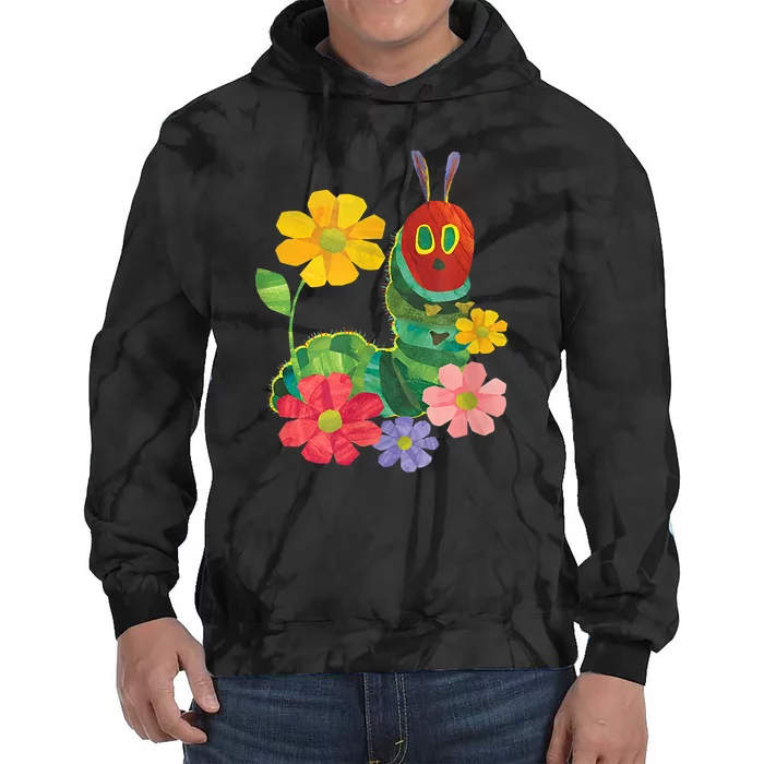 Teacher Retro Flowers And Hungry Caterpillar Kindergarten Gift Tie Dye Hoodie