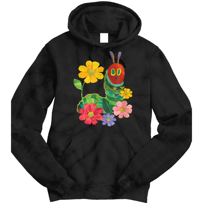 Teacher Retro Flowers And Hungry Caterpillar Kindergarten Gift Tie Dye Hoodie