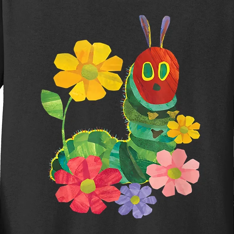 Teacher Retro Flowers And Hungry Caterpillar Kindergarten Gift Kids Long Sleeve Shirt