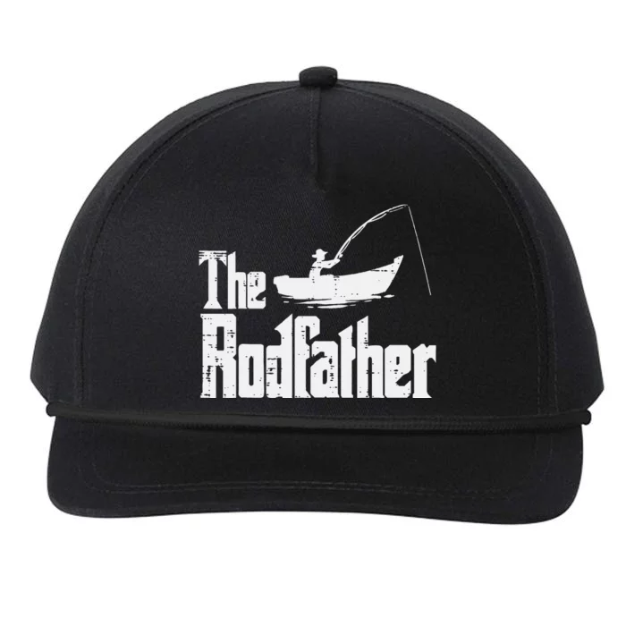 The Rodfather Fun Fishing Day Movie Pun Dad Papa Snapback Five-Panel Rope Hat