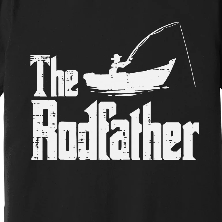 The Rodfather Fun Fishing Day Movie Pun Dad Papa Premium T-Shirt